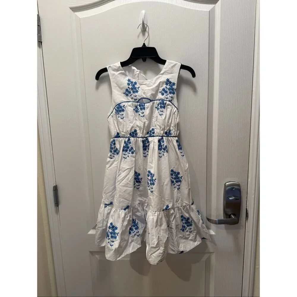 Jacquie the Label Daelyn Embroidered Flare Mini Dress Brunch Summer size S NWT - Picture 2 of 5